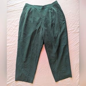 Vintage Forest Green Silk Pants Size 22